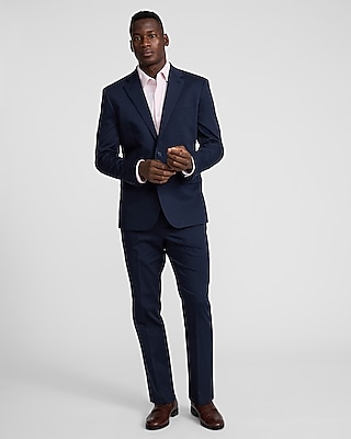 Slim Dark Navy Cotton-Blend Suit Jacket