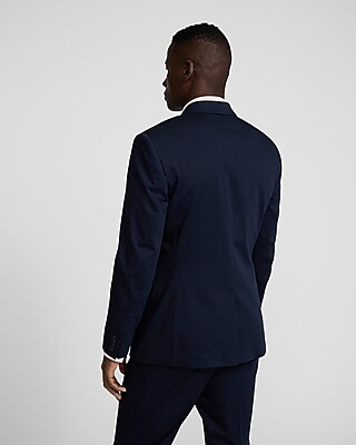 Slim Dark Navy Cotton-Blend Suit Jacket