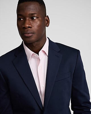 Slim Dark Navy Cotton-Blend Suit Jacket