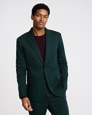 Slim Dark Green Cotton-blend Suit Jacket | Express