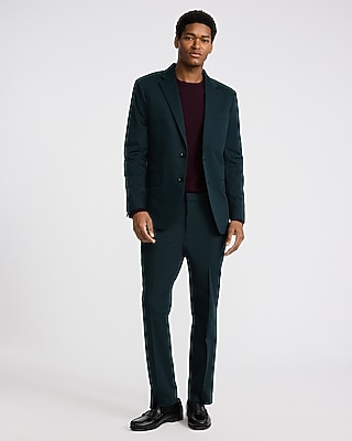 Slim Dark Green Cotton-Blend Suit Jacket