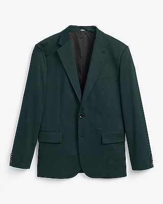 Slim Dark Green Cotton-Blend Suit Jacket