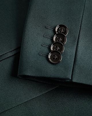 Slim Dark Green Cotton-Blend Suit Jacket