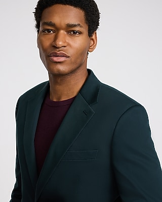 Slim Dark Green Cotton-Blend Suit Jacket