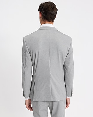 Slim Light Gray Knit Suit Jacket