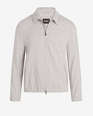 Slim Plaid Linen-Blend Bomber Jacket