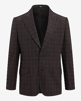 Slim Burgundy Plaid Stretch Suit Jacket