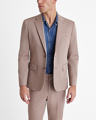 slim light brown cotton stretch suit jacket