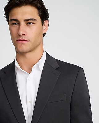 Slim Dark Gray Cotton-Blend Suit Jacket - image 2
