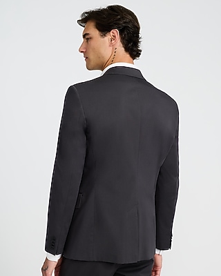 Slim Dark Gray Cotton-Blend Suit Jacket - image 3