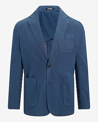 Slim Blue Cotton-Blend Suit Jacket