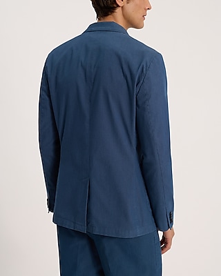 Slim Blue Cotton-Blend Suit Jacket