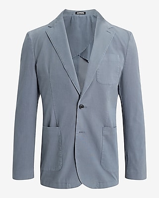 Slim Slate Gray Cotton-Blend Suit Jacket