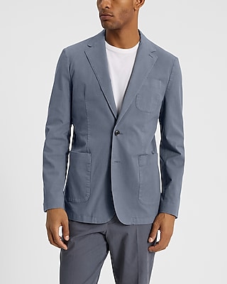 Slim Slate Gray Cotton-Blend Suit Jacket