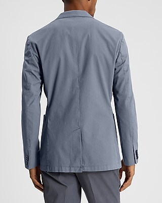 Slim Slate Gray Cotton-Blend Suit Jacket