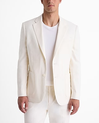 Slim Ivory Linen-blend Suit Jacket Express