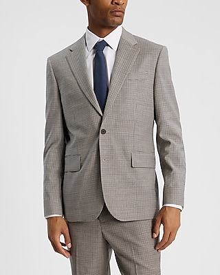 Slim Check Wool-Blend Flannel Suit Jacket