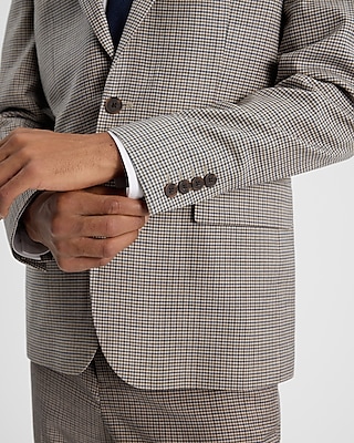 Slim Check Wool-Blend Flannel Suit Jacket