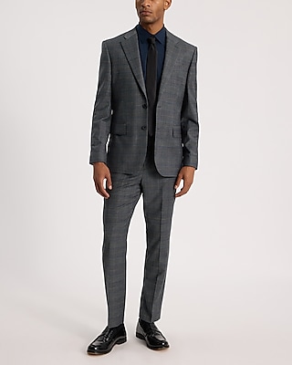 Slim Plaid Wool-Blend Stretch Flannel Suit Jacket