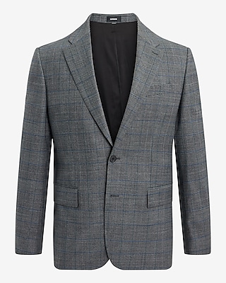 Slim Plaid Wool-Blend Stretch Flannel Suit Jacket