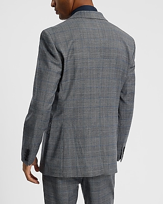 Slim Plaid Wool-Blend Stretch Flannel Suit Jacket