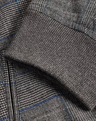 Slim Plaid Wool-Blend Stretch Flannel Bomber Suit Jacket