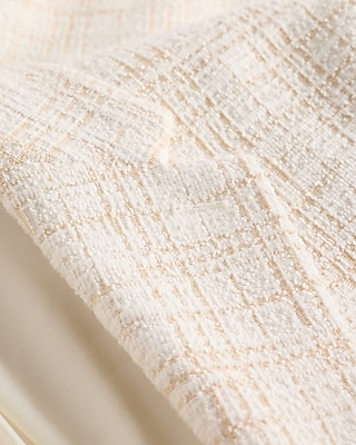 Slim White Plaid Cotton-Blend Boucle Suit Jacket