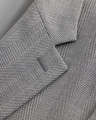 Slim Gray Herringbone Slub Suit Jacket