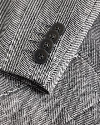 Slim Gray Herringbone Slub Suit Jacket