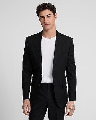 Slim Black Linen-blend Suit Jacket