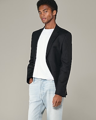 Slim Black Linen-blend Suit Jacket