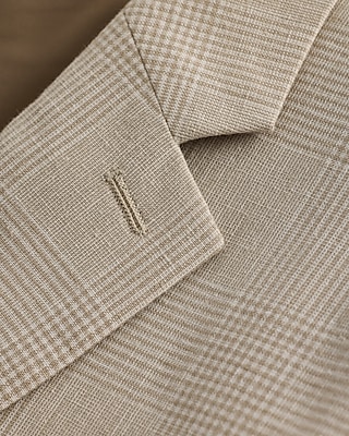 Extra Slim Plaid Khaki Linen-Blend Suit Jacket