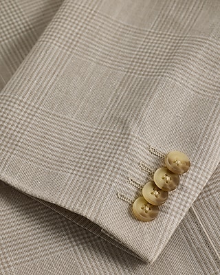Extra Slim Plaid Khaki Linen-Blend Suit Jacket