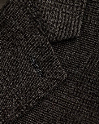 Classic Black Plaid Linen-Blend Suit Jacket