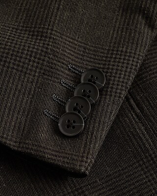 Classic Black Plaid Linen-Blend Suit Jacket