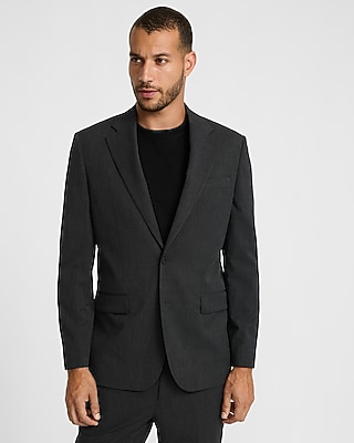 Relaxed Charcoal Gray Stretch Suit Jacket