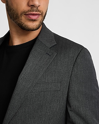 Relaxed Charcoal Gray Stretch Suit Jacket