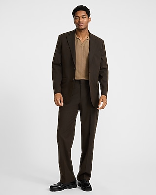 Relaxed Brown Stretch Suit Jacket