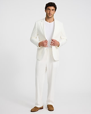 Relaxed White Stretch Suit Jacket