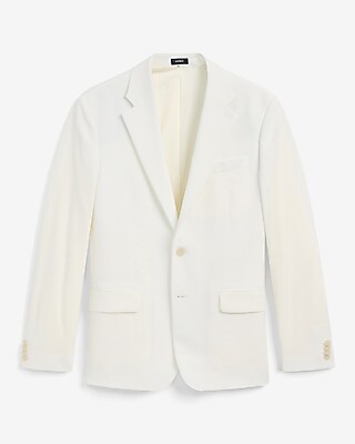 Relaxed White Stretch Suit Jacket