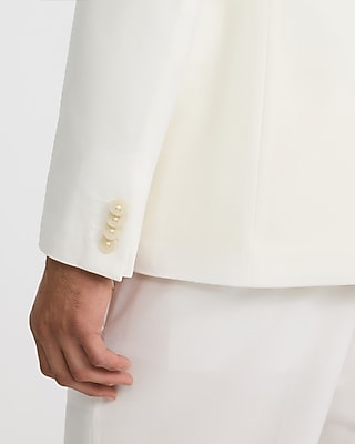 Relaxed White Stretch Suit Jacket