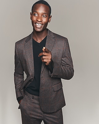 Slim Houndstooth Flannel Knit Suit Jacket | Express