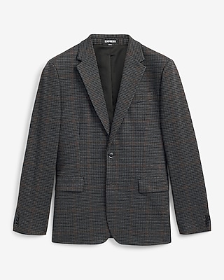 Slim Houndstooth Flannel Knit Suit Jacket