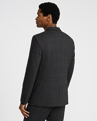 Slim Houndstooth Flannel Knit Suit Jacket