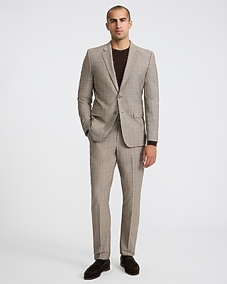 Extra Slim Plaid Wool-Blend Stretch Suit Jacket