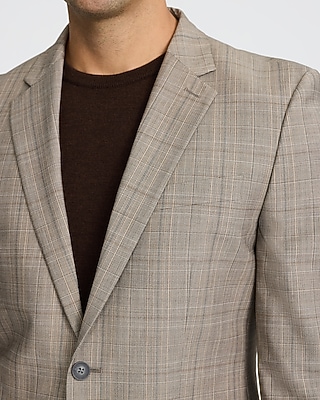 Extra Slim Plaid Wool-Blend Stretch Suit Jacket