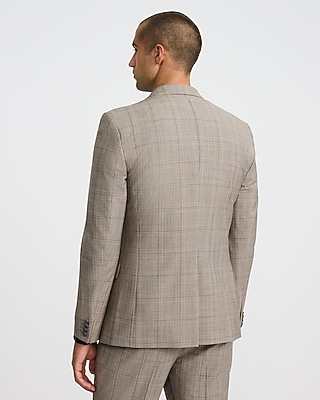 Extra Slim Plaid Wool-Blend Stretch Suit Jacket