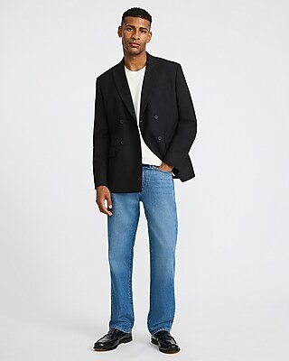 Relaxed Black Double Breasted Blazer