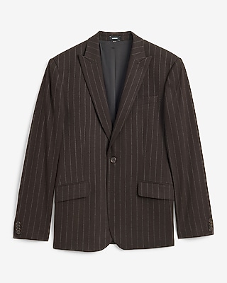 Classic Striped Dark Brown Brushed Suit Jacket