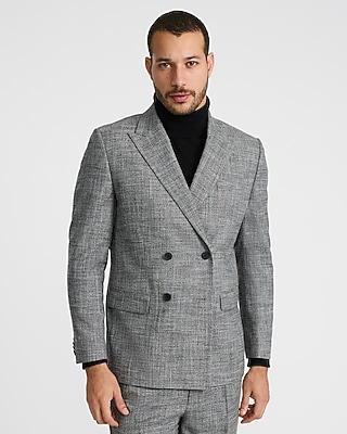 Relaxed Heather Grey Double Breasted Blazer | Express
